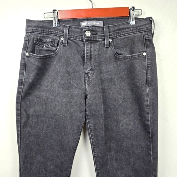 LEVI'S 505 Straight Leg Raw Hem Jean Pants Black Denim Womens Size 8 - Picture 2 of 15